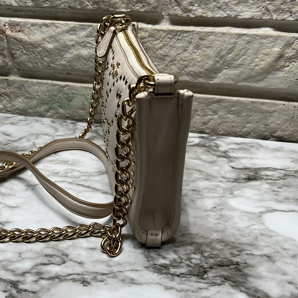 Coach stud Rivet Cream-Gold Leather crossbody purse. In GUC - Picture 2 of 16